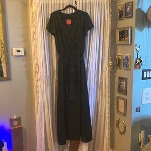 Green and black maxi dress